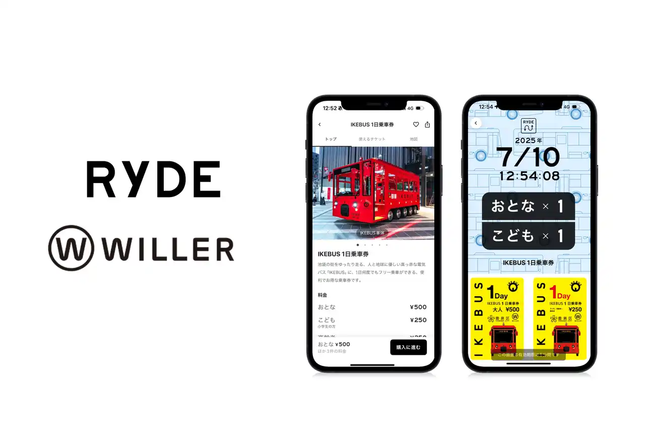 【RYDE株式会社】 IKEBUS 1日乗車券が「RYDE PASS」アプリで購入可能に
