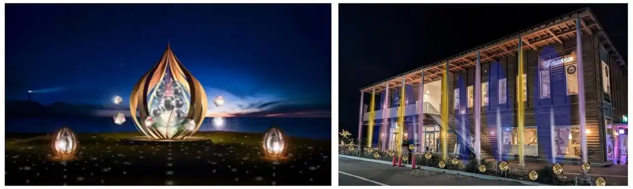 【株式会社小田急ＳＣディベロップメント】 日本三大イルミネーション「湘南の宝石」に新スポット。鵠沼海浜公園 HUG-RIDE PARKに海辺の夕景に輝く高さ3.5mの木製オブジェが初登場！12月20日(土)～1月12日(月・祝)まで限定開催