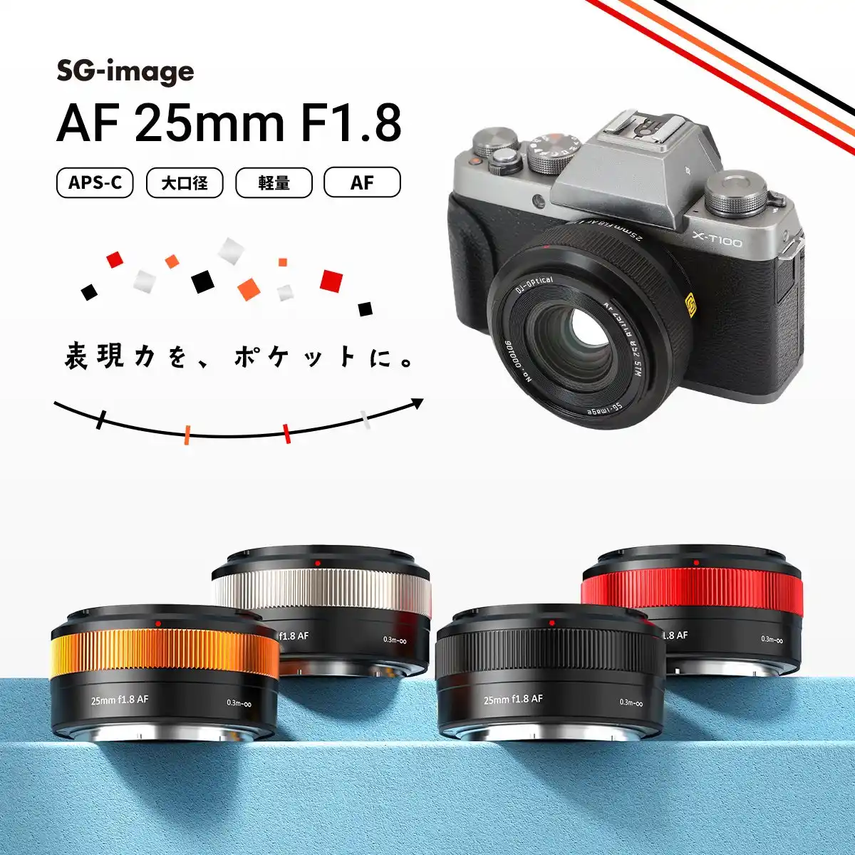 【E&Iクリエイション株式会社】 デザインをリニューアルした「Type II」モデル APS-C用大口径広角レンズ「SG-image AF 25mm F1.8 Type II」ソニーE,富士フィルム発売のお知らせ