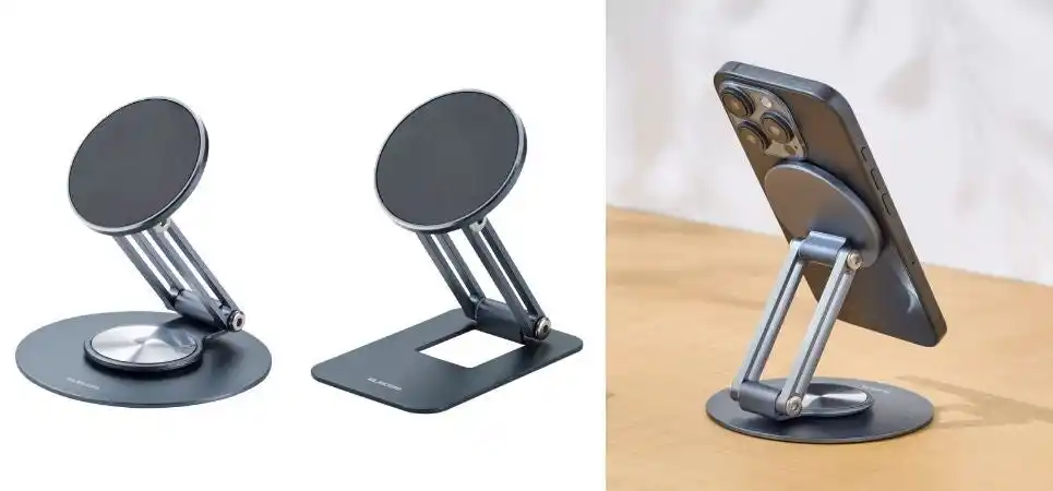 【エレコム株式会社】 どの位置からでもスマートフォンが見やすい! 充電口をふさがない、マグネットタイプのスマートフォンスタンド2タイプを新発売