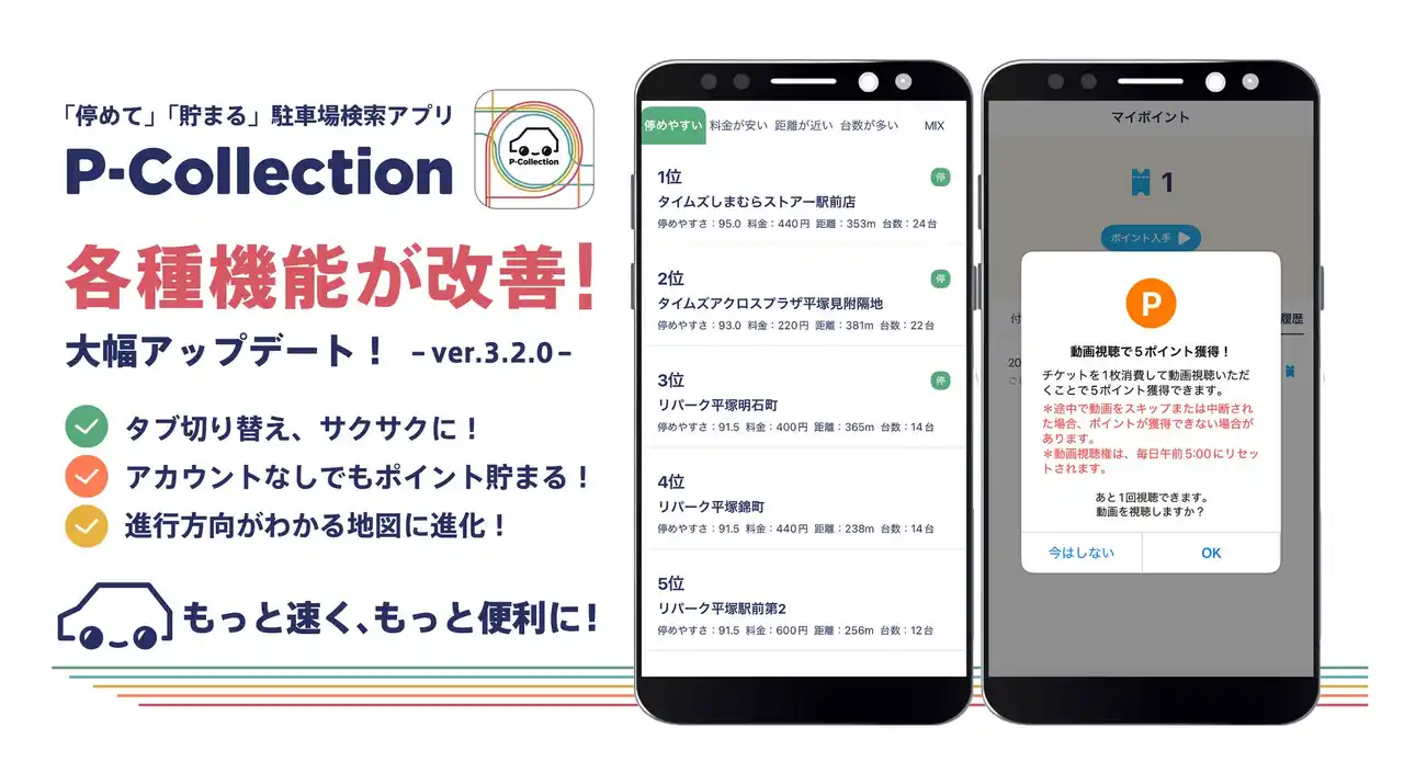 【パーキングサイエンス株式会社】 もっと速く、もっと便利に！駐車場検索アプリ「P-Collection」が7月31日に大型アップデートを実施！