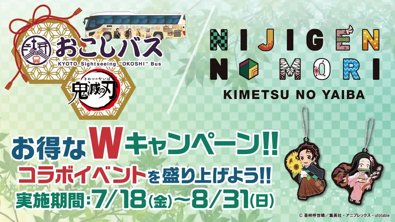 【株式会社ニジゲンノモリ】 アニメ『鬼滅の刃』コラボイベントニジゲンノモリ×京阪バス『お得なWキャンペーン』