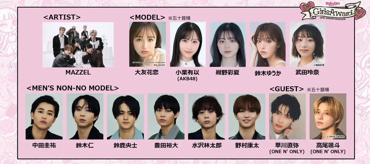 【株式会社Award】 高い表現力で注目を集めるMAZZELがGirlsAward初出演！さらに、MEN’S NON-NOスペシャルステージに鈴鹿央士、豊田裕大、水沢林太郎、野村康太ら専属モデルが集結！