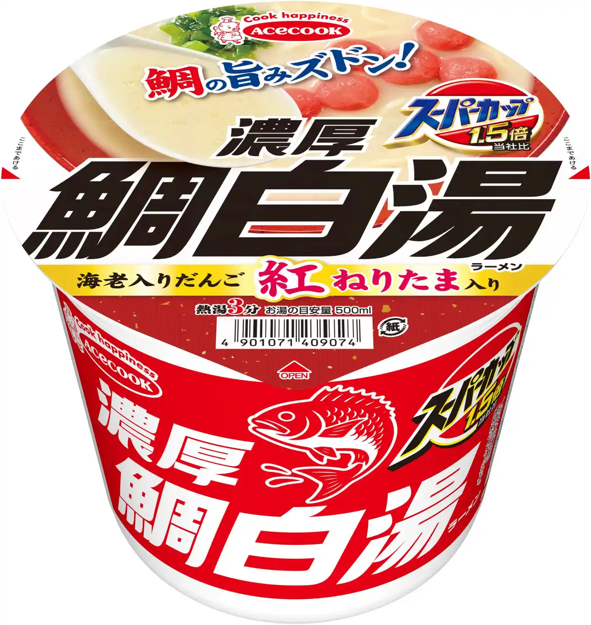 【エースコック株式会社】 スーパーカップ1.5倍　濃厚鯛白湯ラーメン　新発売