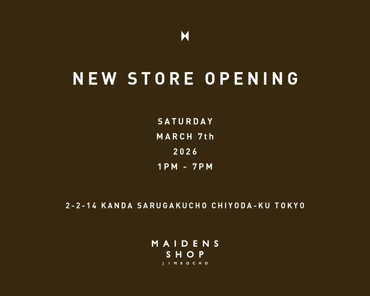 MAIDENS SHOP JIMBOCHO オープンのお知らせ