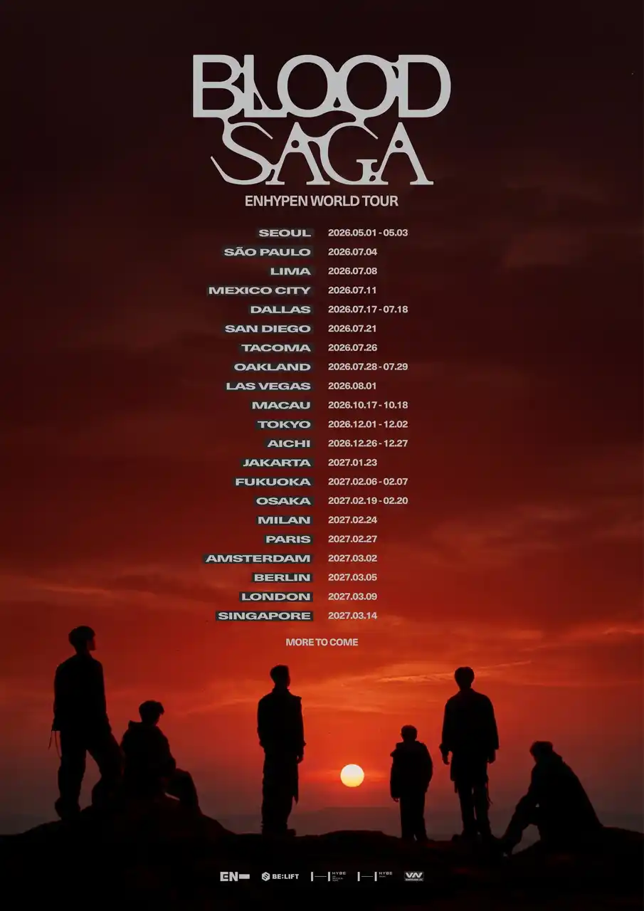 【株式会社HYBE JAPAN】 ENHYPEN、4回目のワールドツアー『ENHYPEN WORLD TOUR 'BLOOD SAGA'』開催決定！5月のソウル公演を皮切りに世界21都市を巡る