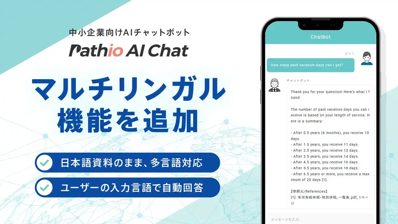 【新機能リリース】中小企業の業務効率改善　チャットボット「Pathio AI Chat」にマルチリンガル機能を追加