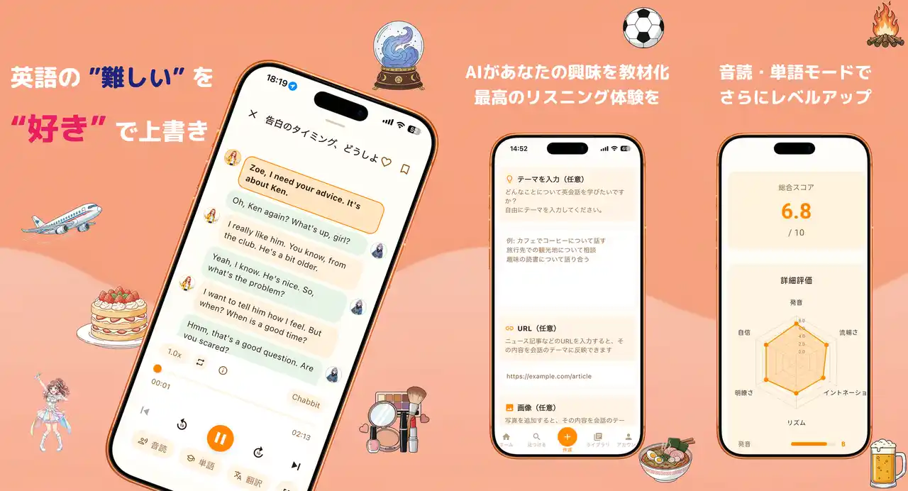 84%の英語挫折者必見！興味を元にAIで教材をつくるリスニングアプリChabbitリリース