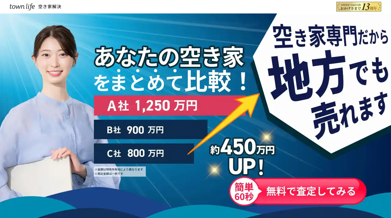 【タウンライフ株式会社】 タウンライフ空き家解決、売却査定特集をリリース
