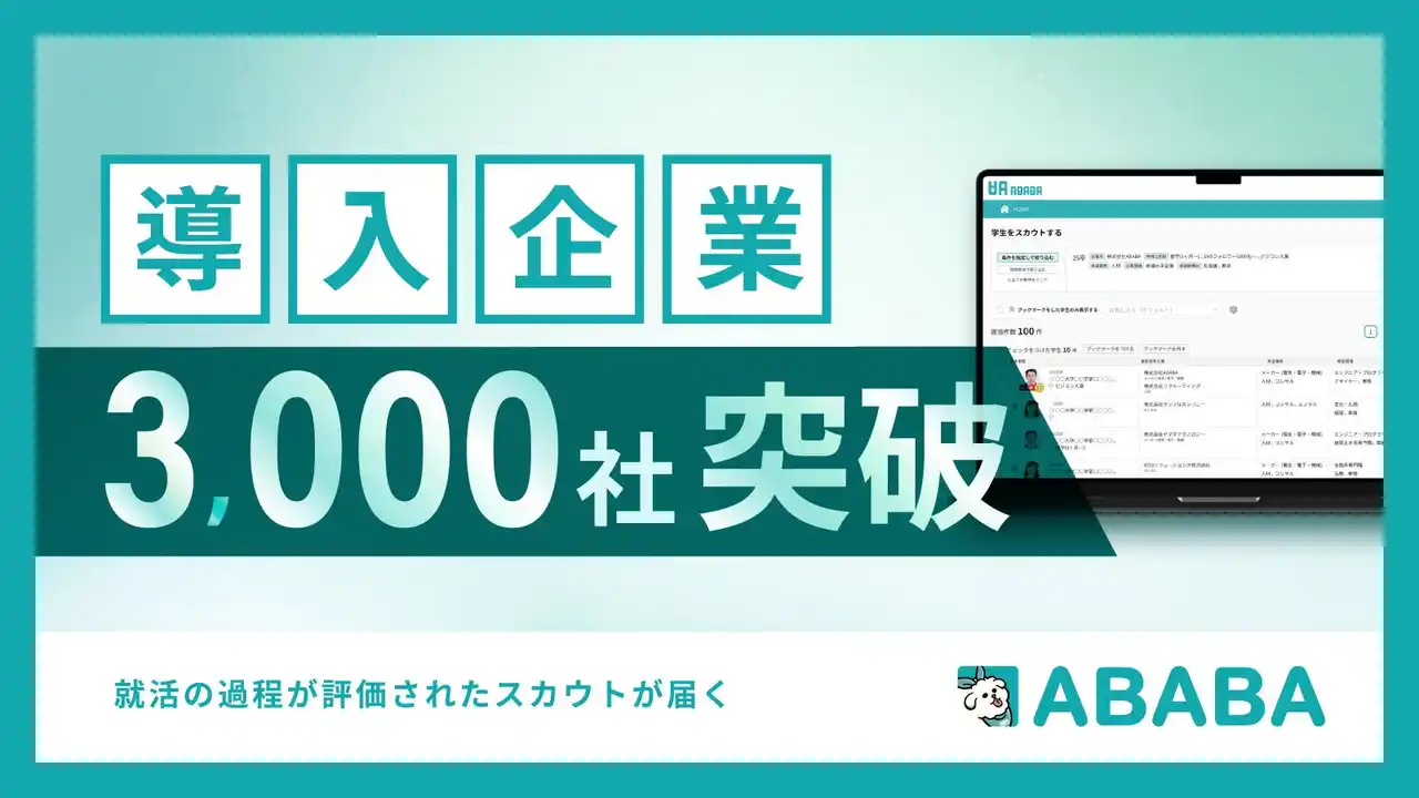 就活の過程が評価されたスカウトが届く『ABABA』 提供開始から5年で利用企業数3,000社突破