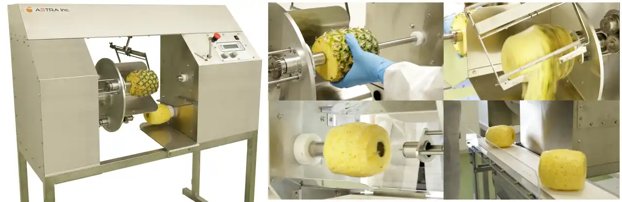 【株式会社アストラ】 パイナップル加工を完全自動化 - 全自動皮むき・芯抜き機「FAP-3000」新発売