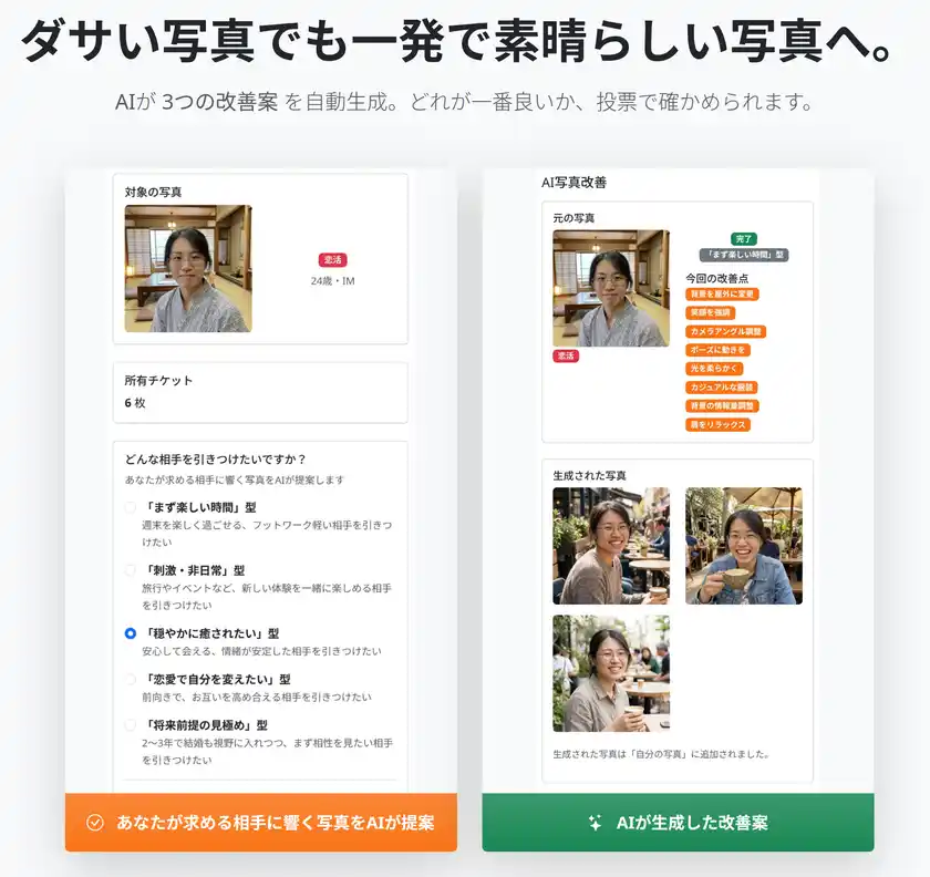 プロフ写真診断サービス「第一印象.com」がAI写真改善機能を追加、2026年2月9日より利用可能に