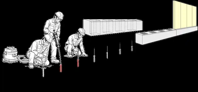 図1：「かべプラス工法」施工手順(イメージ)