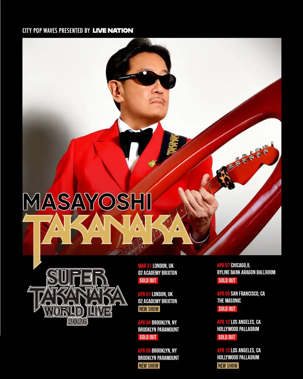 高中正義、初となるワールドツアー5公演が即日ソールドアウト！ロンドンの会場がO2 Academy Brixtonにアップグレード、更に追加公演が急遽開催決定！