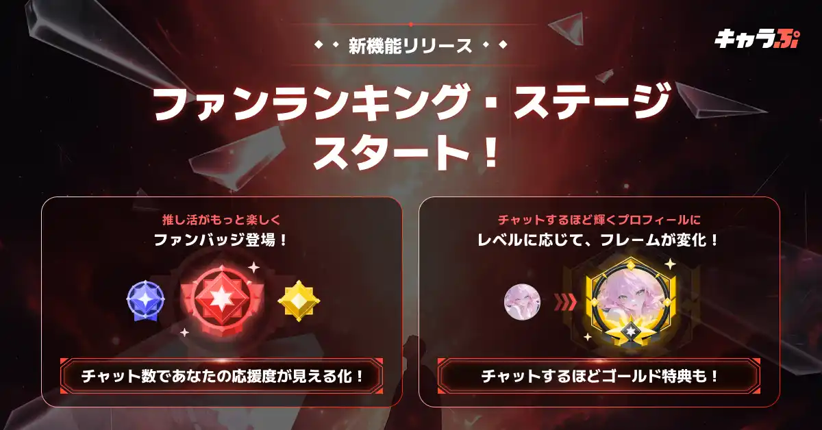 【Wrtn Technologies, Inc.】 「キャラぷ」に特典付き「ステージ」＆推し活を可視化する「ファンランキング」を実装。総額約300万円相当キャンペーンもまもなく開始