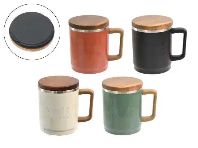 【株式会社サブヒロモリ】 目盛り付きでインスタントコーヒーにも便利♪木製フタのステンレスマグカップが登場です！