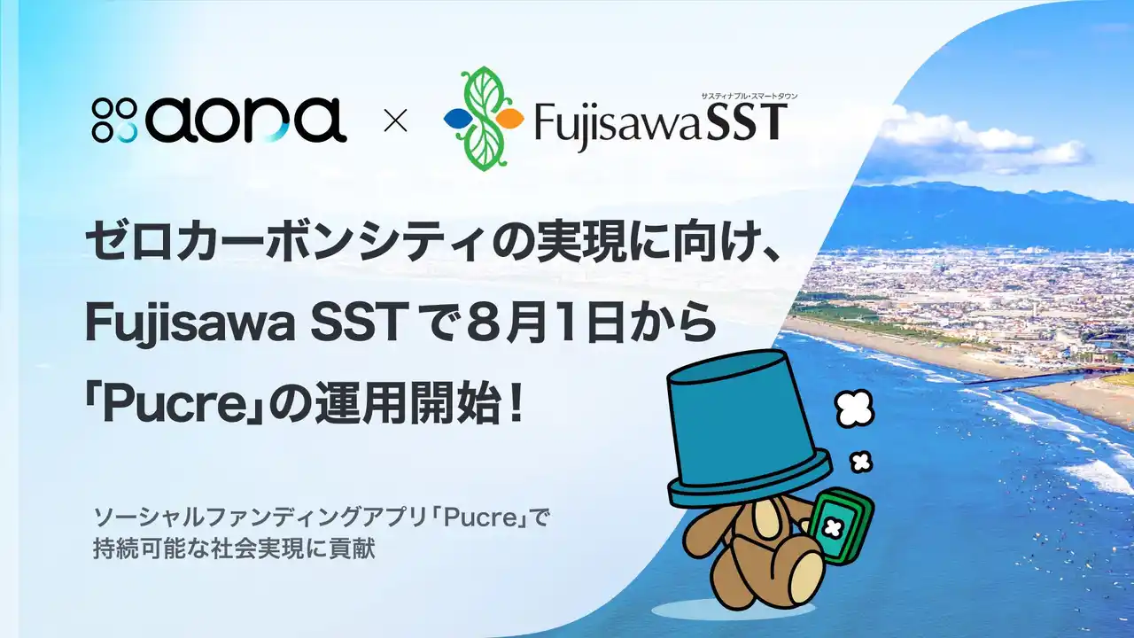 【aora株式会社】 aora、藤沢市「Fujisawaサスティナブル・スマートタウン」で歩いて環境貢献できるアプリ「Pucre」活用。ゼロカーボンシティの実現目指す