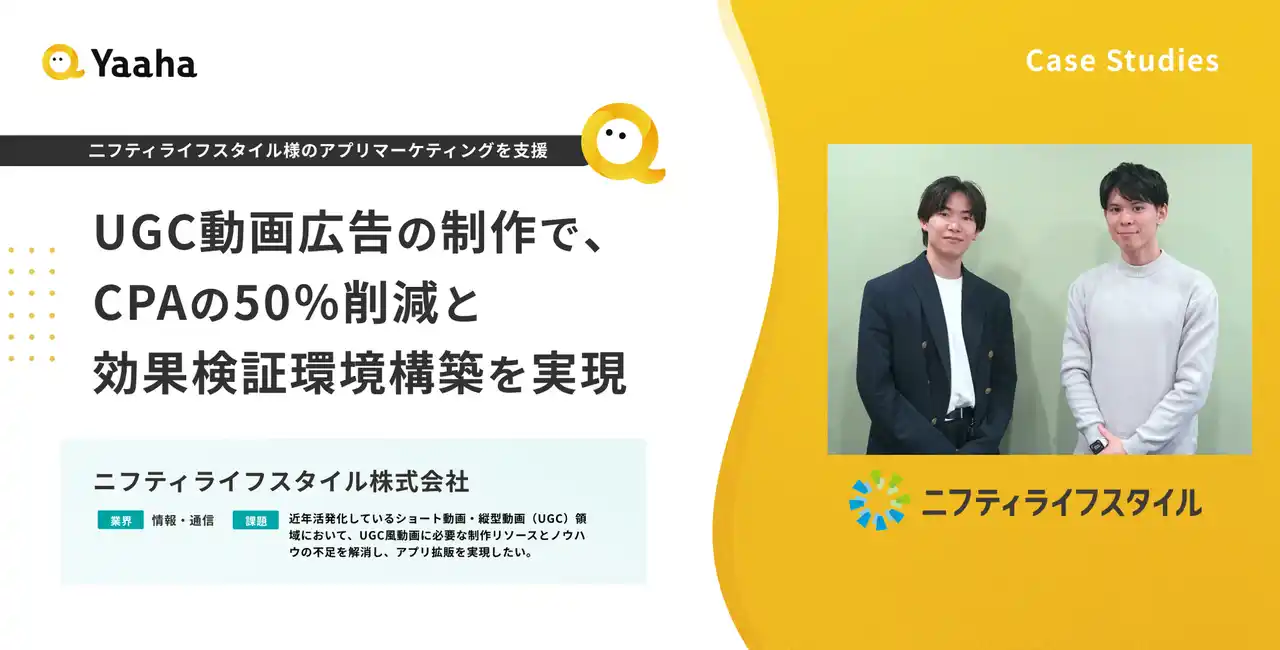 【事例紹介】ニフティライフスタイル様｜CPA50％改善。完全成果報酬型ショート動画広告運用で、社内リソース不足を解消し「再現性を生み出すPDCA環境」を構築