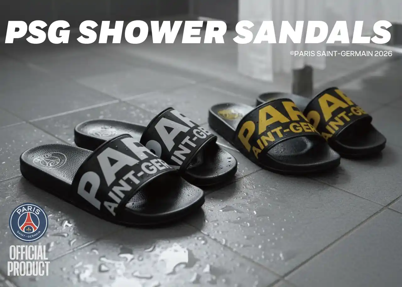 【株式会社イーカムグループ】 E-COMEGROUPより、パリ・サンジェルマンのシャワーサンダルが登場！