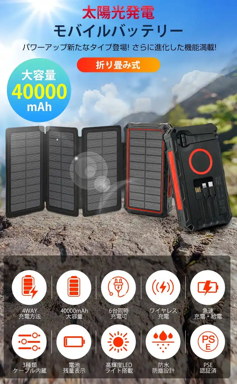 【Ｌ＆Ｌライブリーライフ株式会社】 2025年最強のソーラーパッテリー登場！ 4枚パネル＋ 太陽光＆手回し充電で災害時もアウトドアも“電源切れゼロ