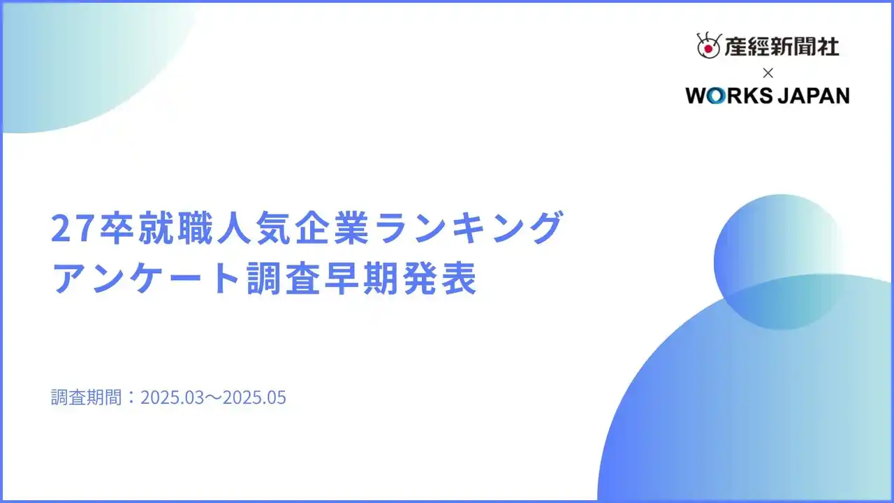【株式会社ワークス・ジャパン】 【産経新聞社×ワークス・ジャパン】27卒版｜就職活動前の本音を調査！早期人気企業ランキングアンケート結果を公開