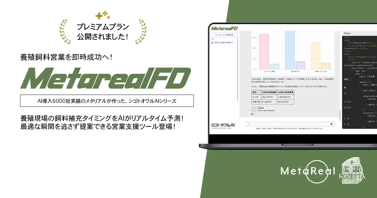 【ロゼッタ】 養殖施設飼料補充タイミング予測エージェント「Metareal フィードタイミング(Metareal FD)」プレミアムプラン11/6提供開始