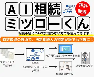 【株式会社エスクロー・エージェント・ジャパン】 「AI相続ミツローくん」 新たな特許を取得！自治体や金融機関へ導入展開中