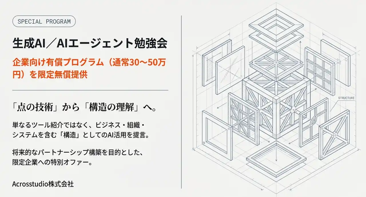 生成AIコンサルティング・開発を提供するAcrosstudio、企業向け「生成AI／AIエージェント勉強会」を特別無償提供開始
