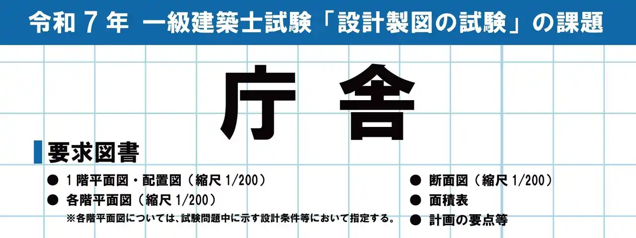 【令和7年度 1級建築士試験】設計製図試験の課題「庁舎」 No.1指導校の分析大公開！学科試験当日は解答速報『即日採点サービス』実施！【総合資格学院】