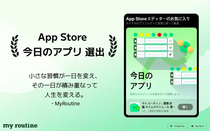 【Minding. co., Ltd.】 韓国発の習慣管理アプリ「マイルーティン」、日本App Store「今日のアプリ」に選出 - 下半期の成長に弾み