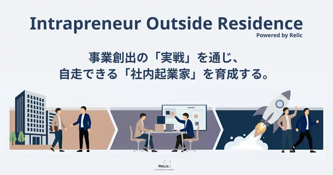 事業共創カンパニーのRelic、新規事業創出に特化した在籍型出向サービス「Intrapreneur Outside Residence」を提供開始、社内起業家が「出島」でスピーディに事業創出可能に