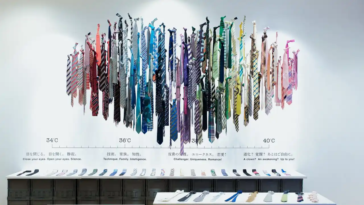 約250本のネクタイで描く、大きなハートとネクタイ愛。giraffeの20周年記念展示を、国立新美術館内 スーベニアフロムトーキョー SFT GALLERYにて開催します。