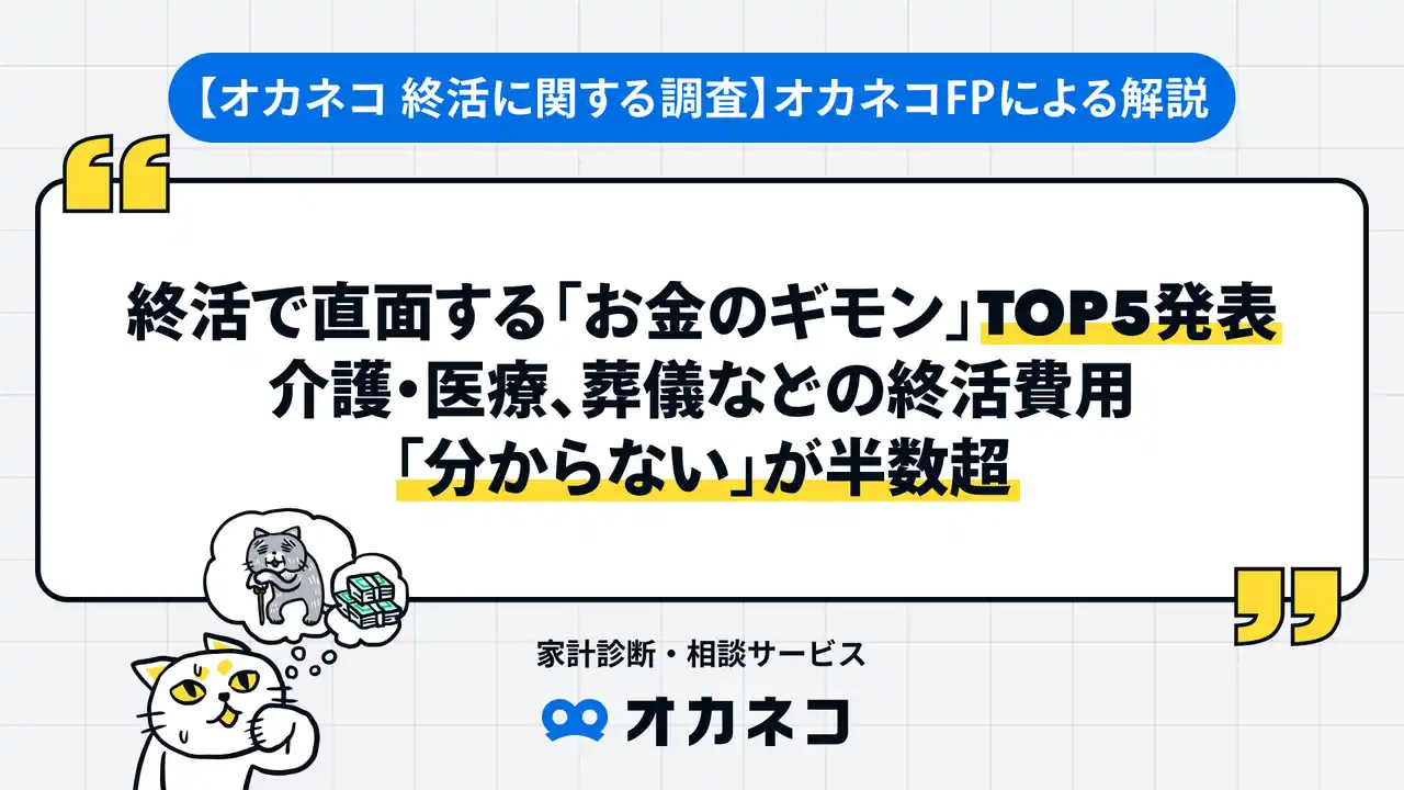 終活で直面する「お金のギモン」TOP5発表！介護・医療、葬儀などの終活費用「分からない」が半数超