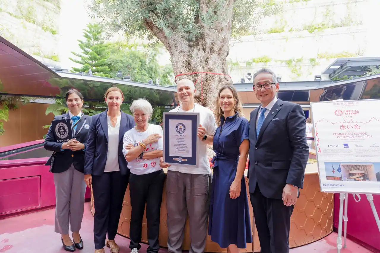 《ギネス世界記録(TM)》ニナファームとフランス館パートナー企業が「みんなで結ぶ "赤い糸"」世界記録達成／大阪・関西万博 ― 愛・絆・女性のリーダーシップの讃歌