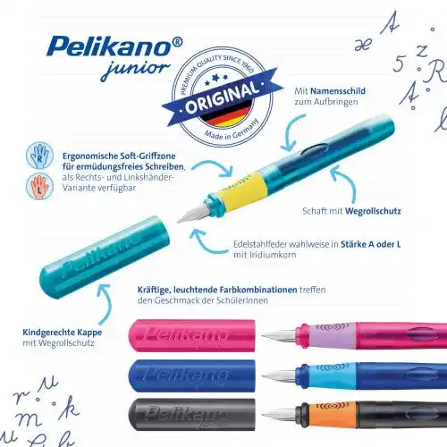 【ペリカン日本株式会社】 ドイツの高級筆記具ブランド「ペリカン」から、人間工学に基づきデザインされた、初めての万年筆にもピッタリな≪ペリカーノ・ジュニア≫がデザインリニューアル！待望の新色（アンセラサイト）も発売。