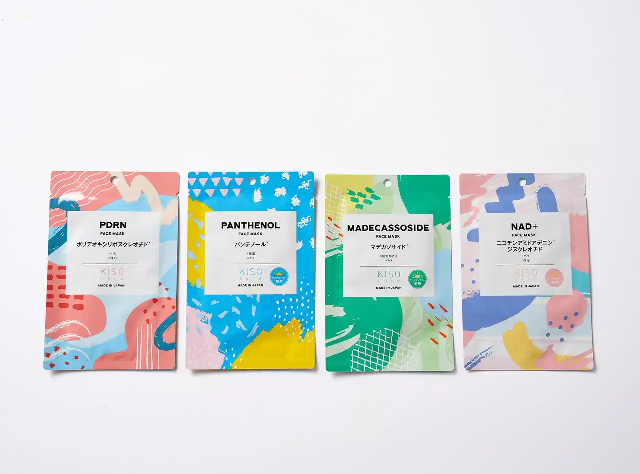 【株式会社基礎化粧品研究所】 KISOの大人気国産フェイスマスクに新成分が4種登場！初のグリセリンフリー成分も　2025年8月31日(金)17時～Qoo10より順次販売スタート