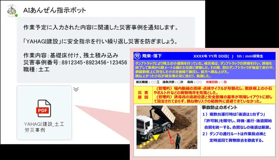 【矢作建設工業】繰り返し災害の撲滅に向けた「AIあんぜん指示ボット」の開発