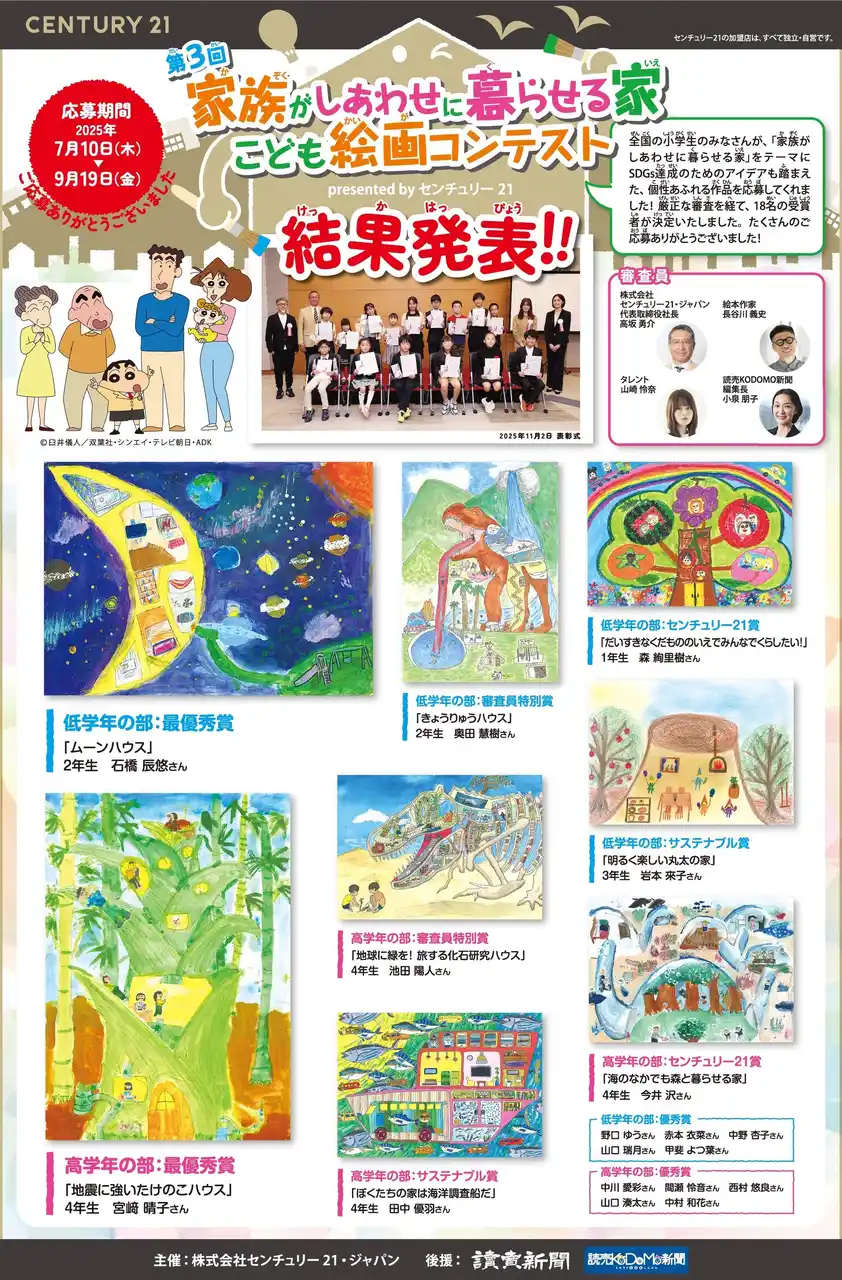 【株式会社センチュリー21・ジャパン】 第3回「家族がしあわせに暮らせる家」こども絵画コンテスト表彰式開催のご報告
