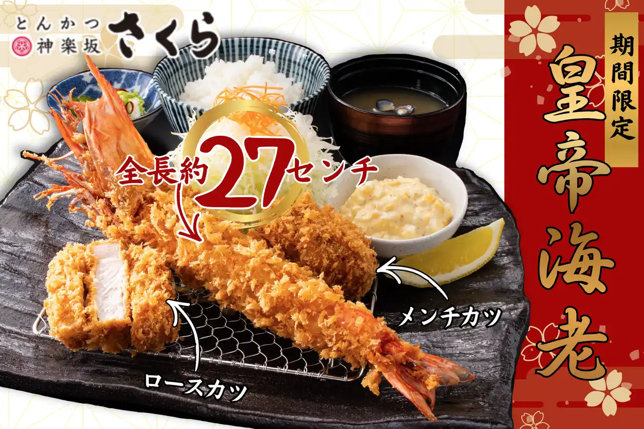 【とんかつ神楽坂さくら】圧巻の存在感を放つ「皇帝海老」降臨。～年末年始にふさわしい、格別のご褒美を～
