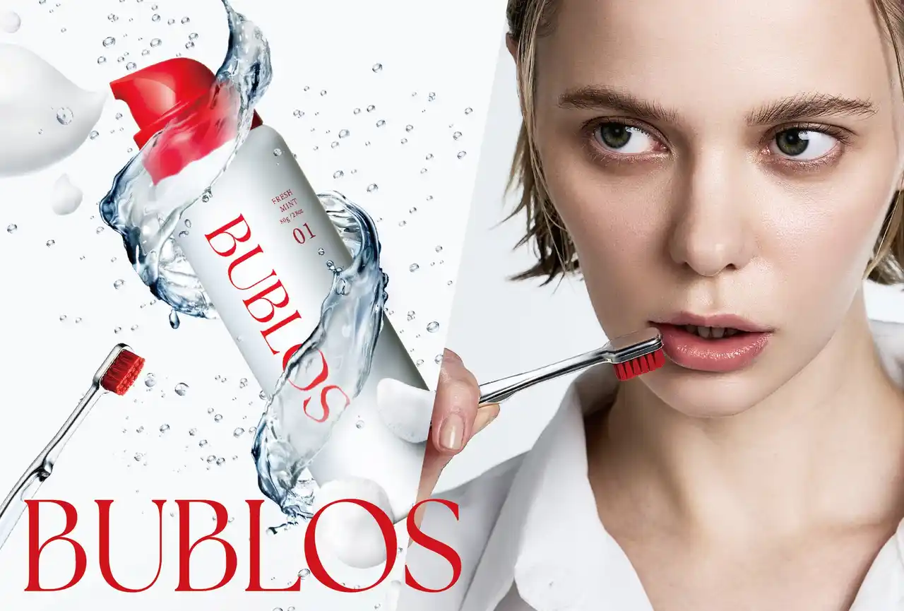 【株式会社Ｉ-ｎｅ】 【日本初*エアゾールタイプの炭酸**泡ハミガキ】BUBLOS（バブロス）9月1日発売　炭酸**泡で、シュワッとまる洗い、速攻すっきり　口臭ケア　歯間・キワまで届く***極小泡で、全方位ツルツルの歯へ