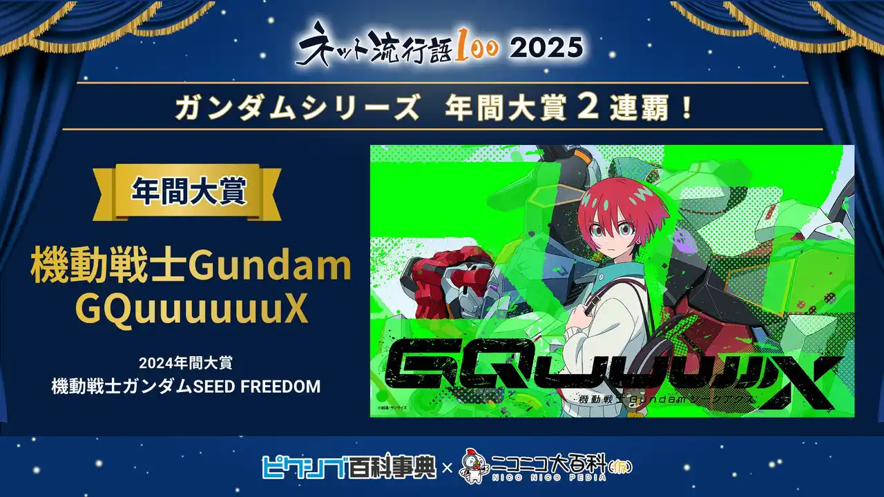 【ピクシブ株式会社】 「ネット流行語100」2025年間大賞は『機動戦士Gundam GQuuuuuuX』に決定！ガンダムシリーズ関連単語が2年連続で大賞