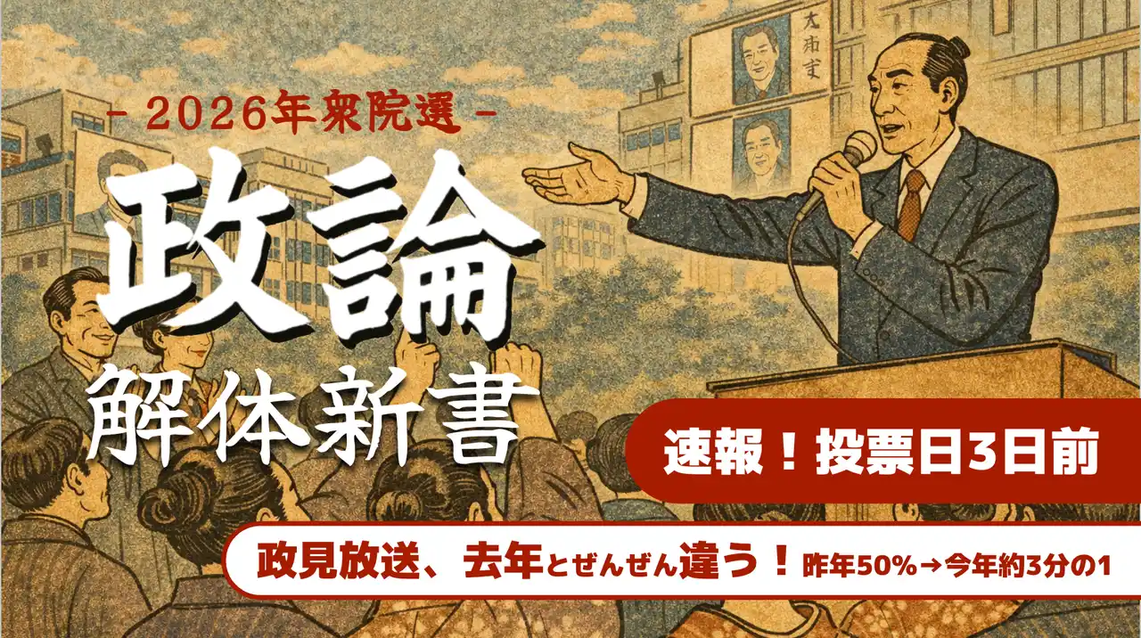 【速報】衆院選2026、政見放送の「具体策」言及が昨年比大幅減、非生成AIでロジック構造を解析し”呼びかけ偏重”を可視化