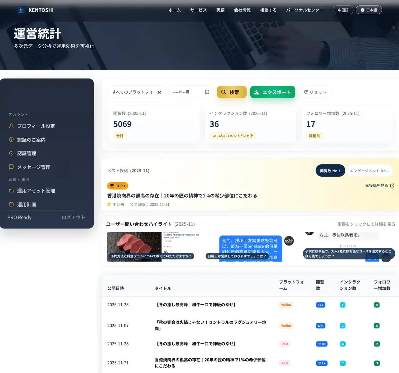 中国3大SNS開設・認証・一括運営プラットフォームをローンチ