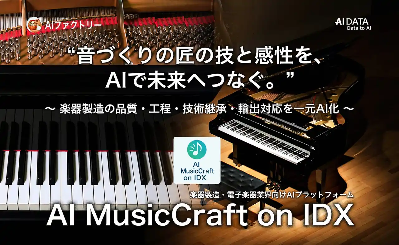【AIデータ株式会社】 AIデータ社、“音づくりの匠の技と感性を、AIで未来へつなぐ” 「AI MusicCraft on IDX」リリース ～ 楽器製造の品質・工程・技術継承・輸出対応を一元AI化 ～