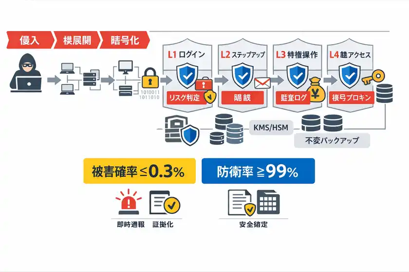 株式会社ポイント機構(A-GELギフトポイント)世界初級※「セキュリティ複数複合特許権理論」ライセンス提供開始ランサムウェアやサーバー攻撃等が防衛率99％・被害額発生確率0.3％以下に73攻撃指標で“防衛率99％以上／被害額発生確率0.3％以下”を目標化として可能～既存基盤を変えず、API追加で全方位セキュリティ強化～