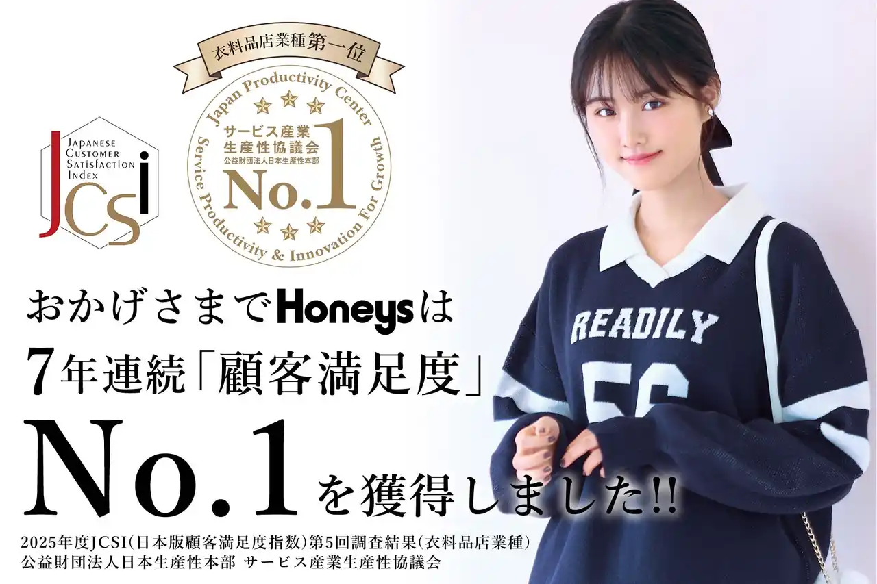 【株式会社ハニーズホールディングス】 ハニーズ、2025年度JCSI（日本版顧客満足度指数）調査「衣料品店業種」で顧客満足度7年連続第1位を獲得