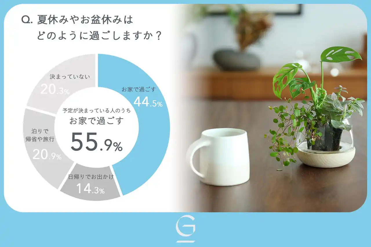 【夏休みはお家で過ごす人が４割以上】土を使わない観葉植物『＆Green』が夏休みの過ごし方に関するアンケート調査を実施