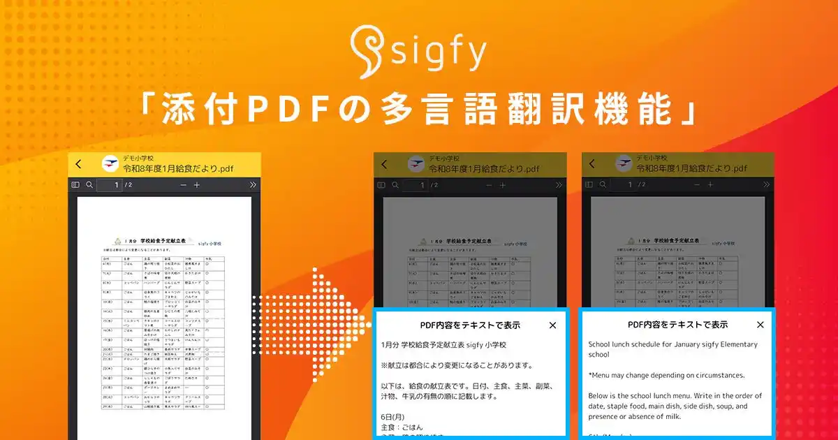 【株式会社Fusic】 連絡サービス『sigfy（シグフィー）』に特許出願中技術を活用した新機能「添付PDFの多言語翻訳機能」を実装