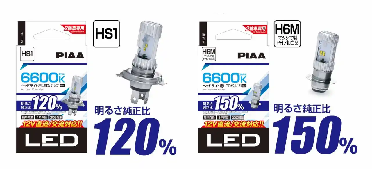 【PIAA株式会社】 「2輪車専用ヘッドライト用」LEDバルブ6600K新発売