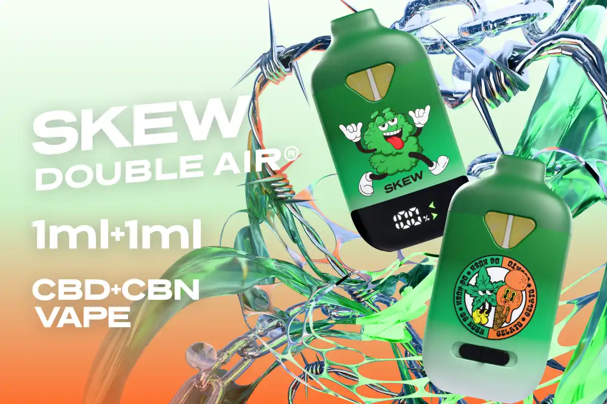 CBDベイプブランド「skew（スキュー）」から、1台で2種類・3パターンのフレーバーが楽しめるベイプ“skew DOUBLE AIR(R)︎ ”が発売！